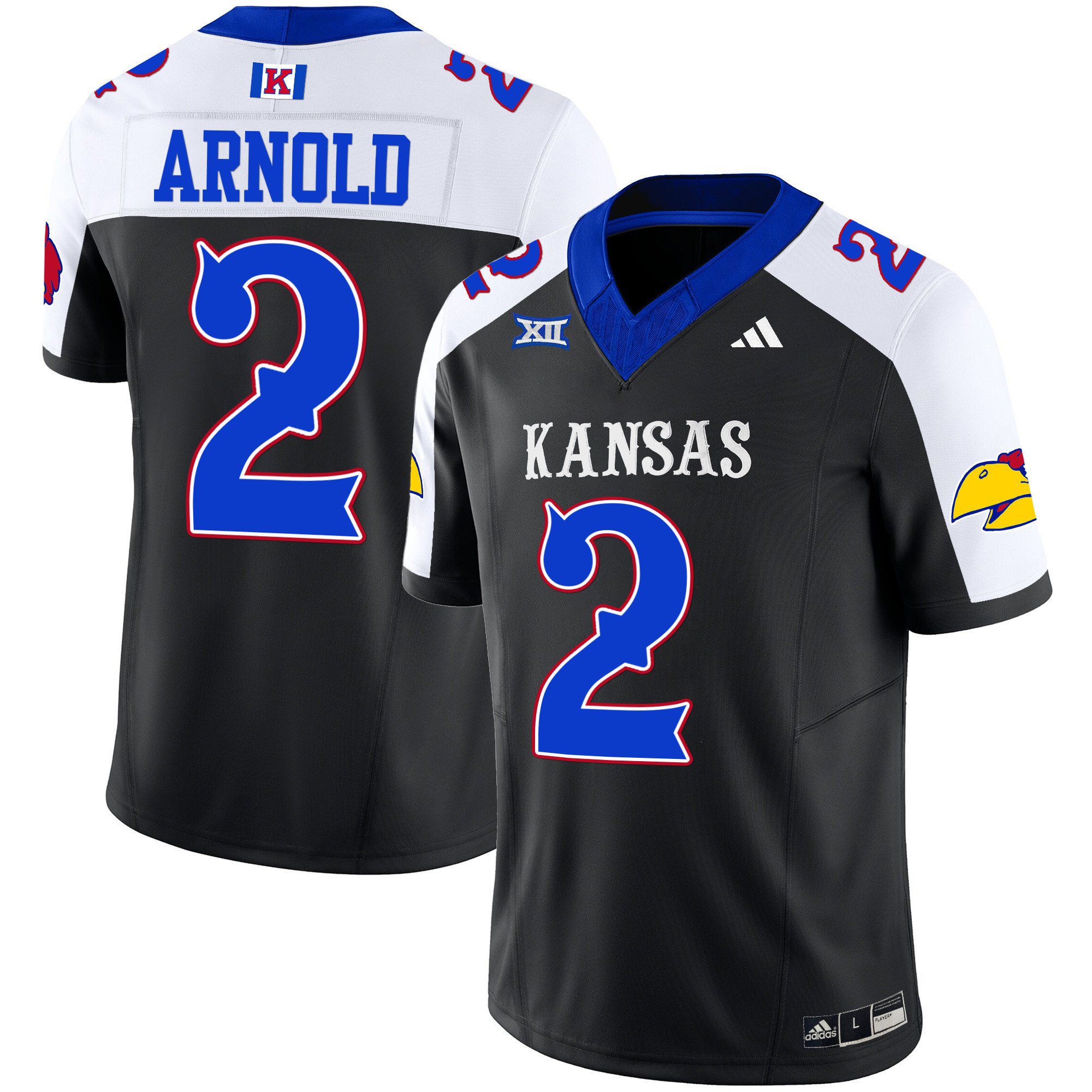 Men Kansas Jayhawks #2 Arnold Black 2024 Blackhawk Vapor Limited NCAA Jersey style 1